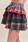Plaid Tiered Ruffle Mini Skort