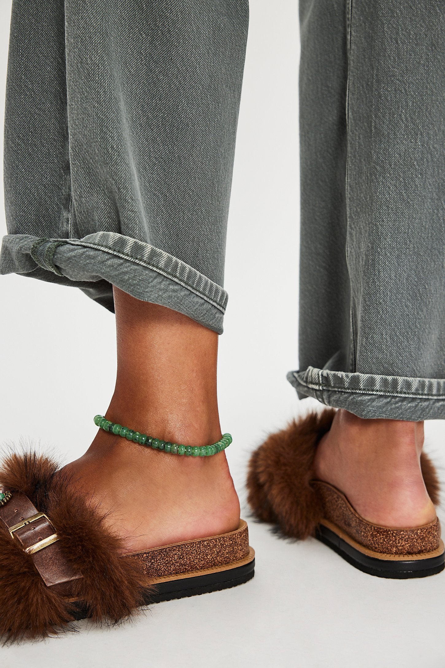 Free People Frankie Brown Fur Slide