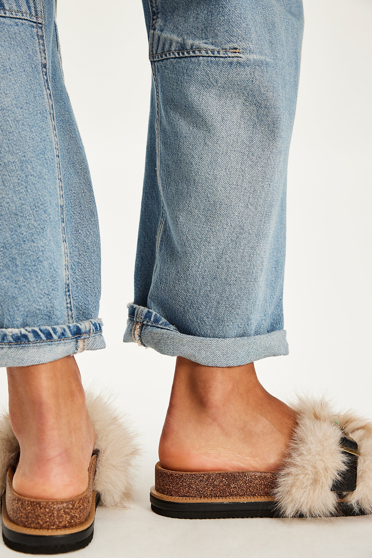 Free People Frankie Oatmeal Fur Slide