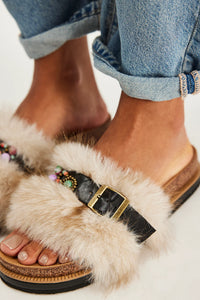Free People Frankie Oatmeal Fur Slide