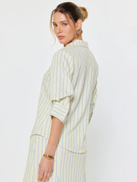 Current Air Striped 3/4 Sleeve Button-Down Shirt