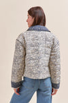 Quilted Cream and Blue Bandana Quilted Jacket