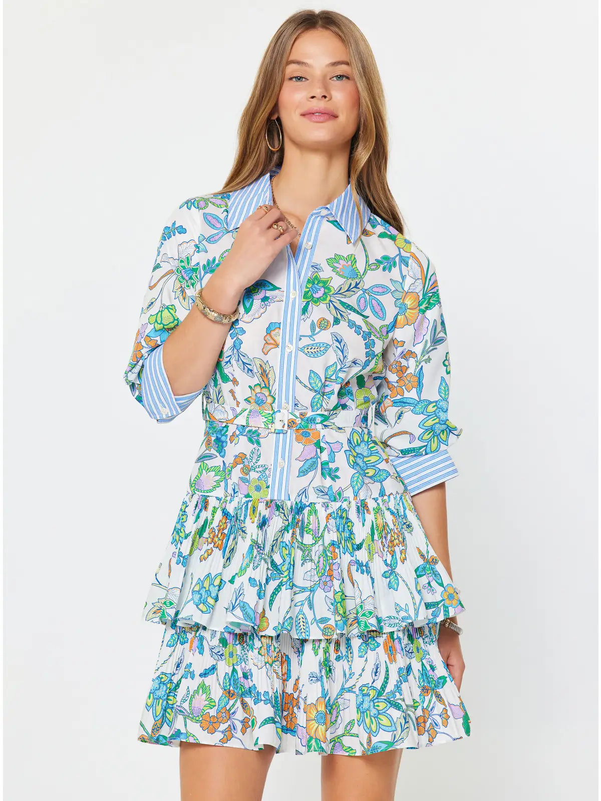 Current Air Paisley Print Tiered Mini Dress