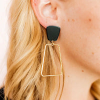 Kaetlyn Black-and-Gold Statement Earring