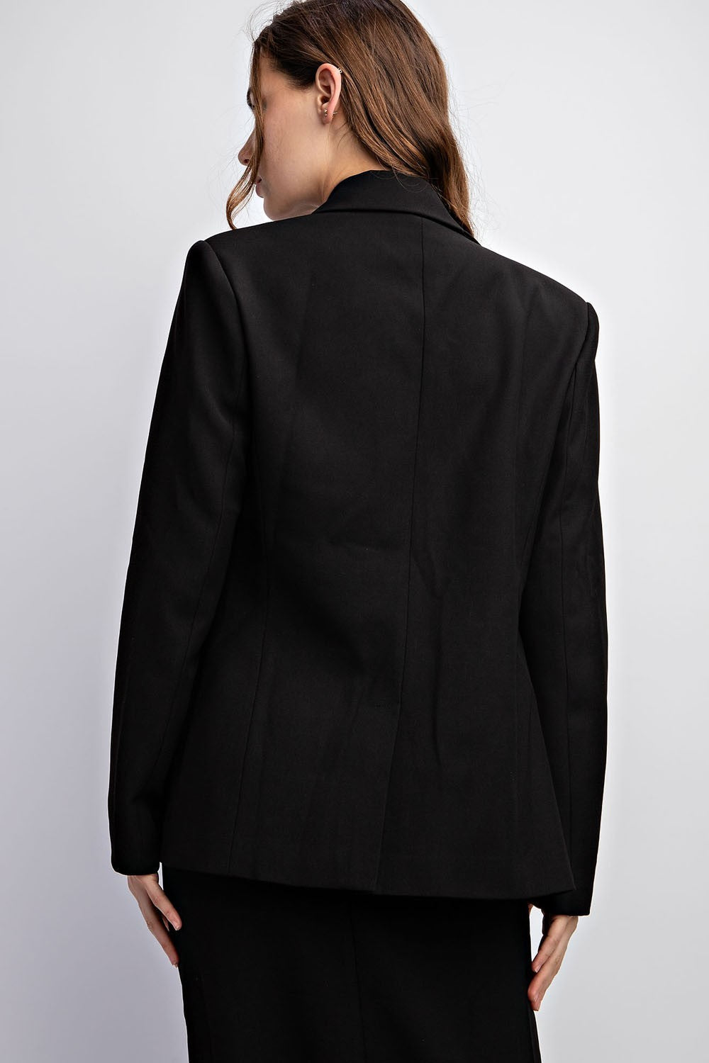 Black Double Breasted Slim Fit Blazer