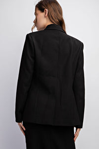 Black Double Breasted Slim Fit Blazer