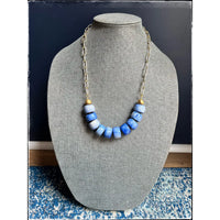 Blue Bead Paperclip Necklace