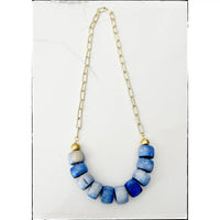 Blue Bead Paperclip Necklace