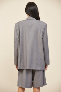 Grey Oversized Double Breasted Jacket Blazer