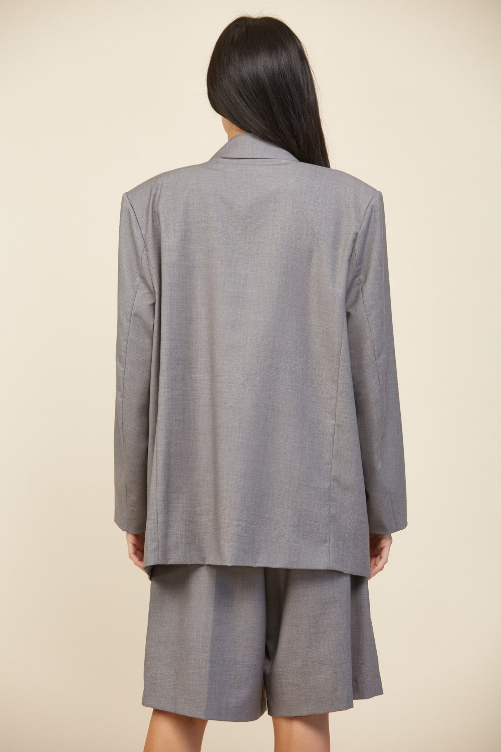 Grey Oversized Double Breasted Jacket Blazer