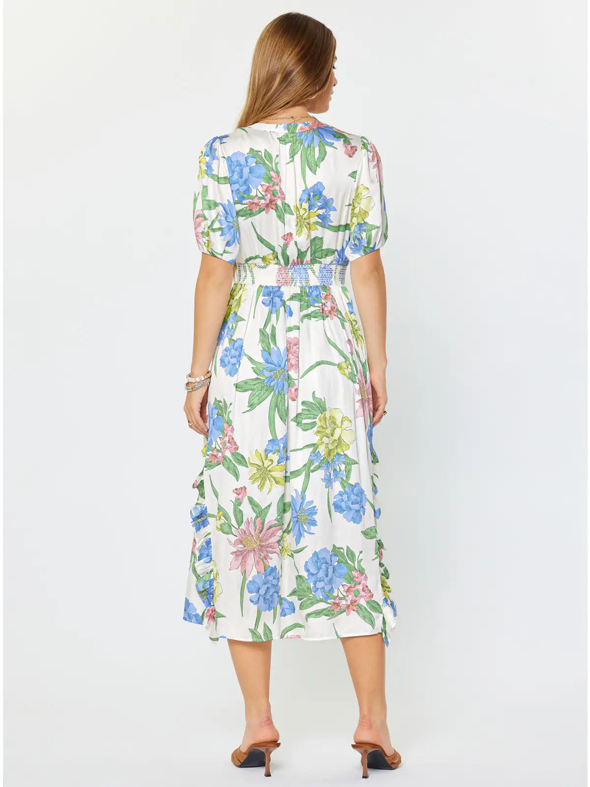 Current Air Floral Printed Ruffle Midi Dress