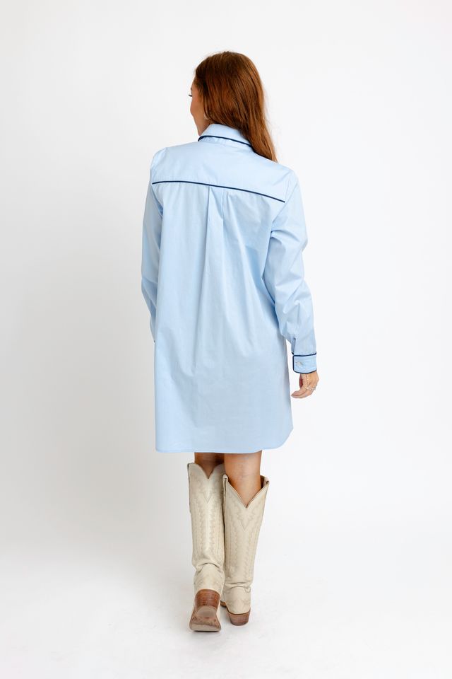 Karlie | Powder Blue Pocket Shirt Dress