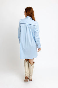 Karlie | Powder Blue Pocket Shirt Dress