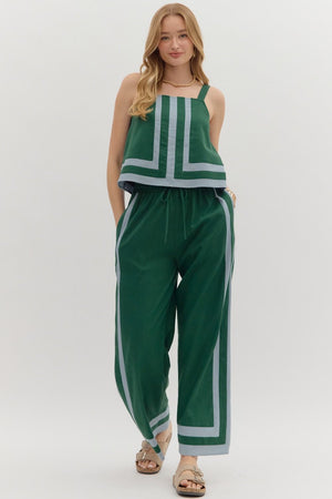 Hunter Green Stripe Pants Set (1 MEDIUM)