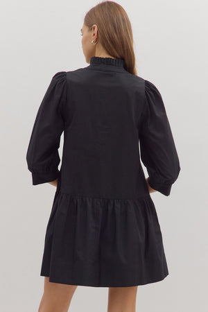 Black Floral Embroidered Mini Dress