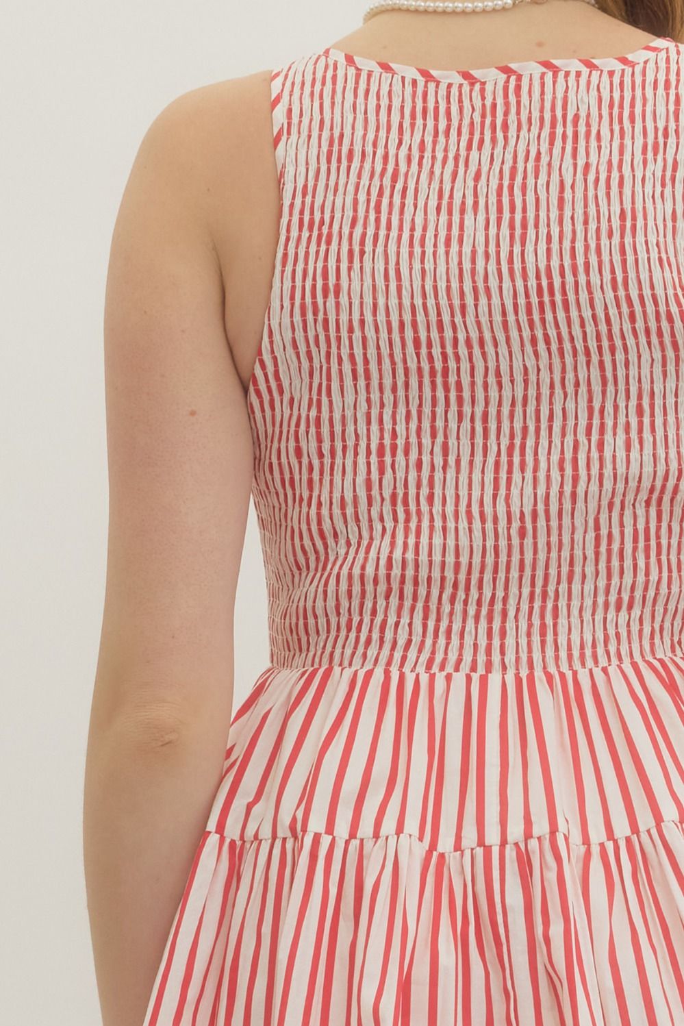 Red Stripe Sleeveless Mini Dress