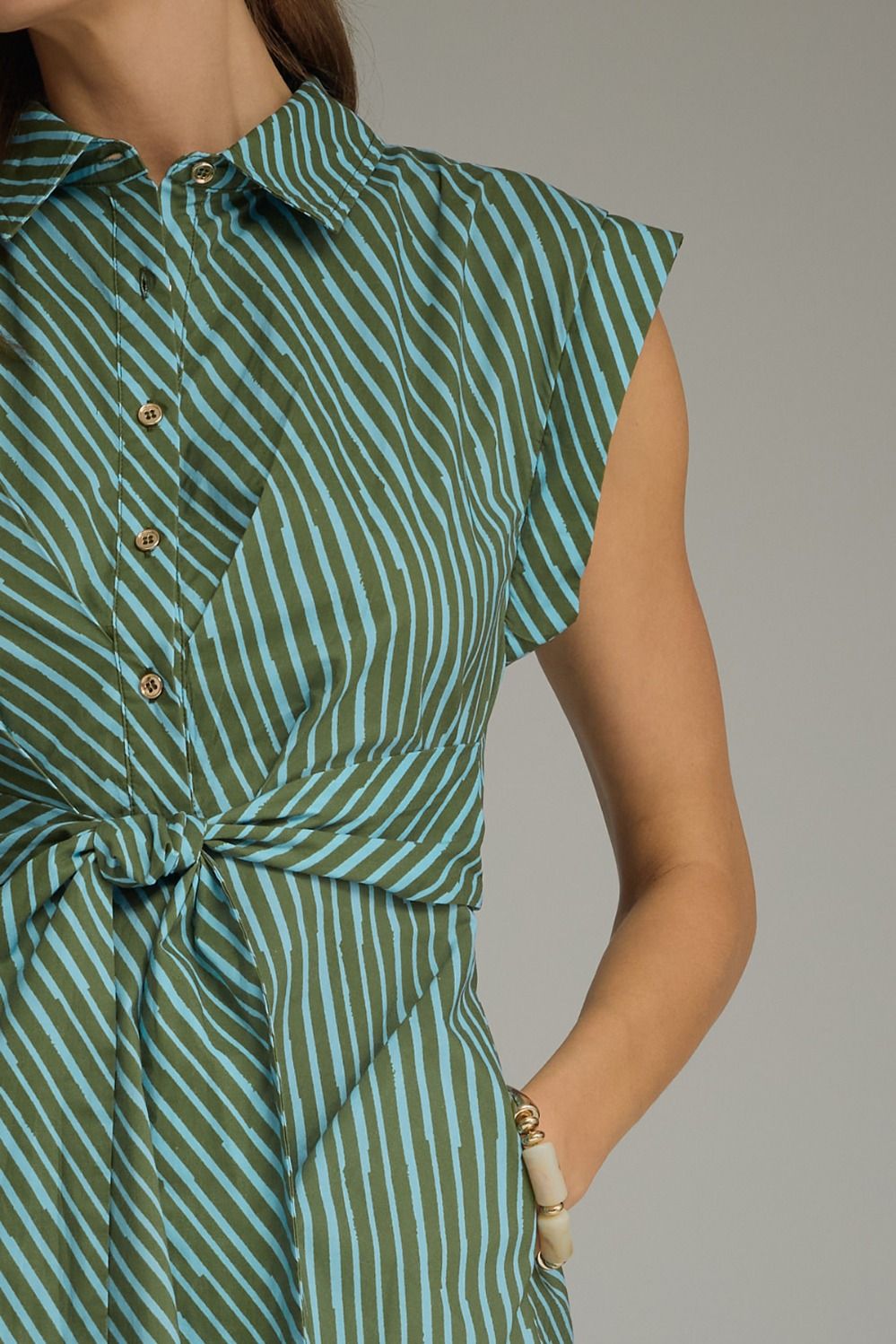 Olive Tie Waist Mini Dress