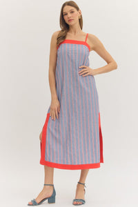 Chambray and Red Stripe Dress