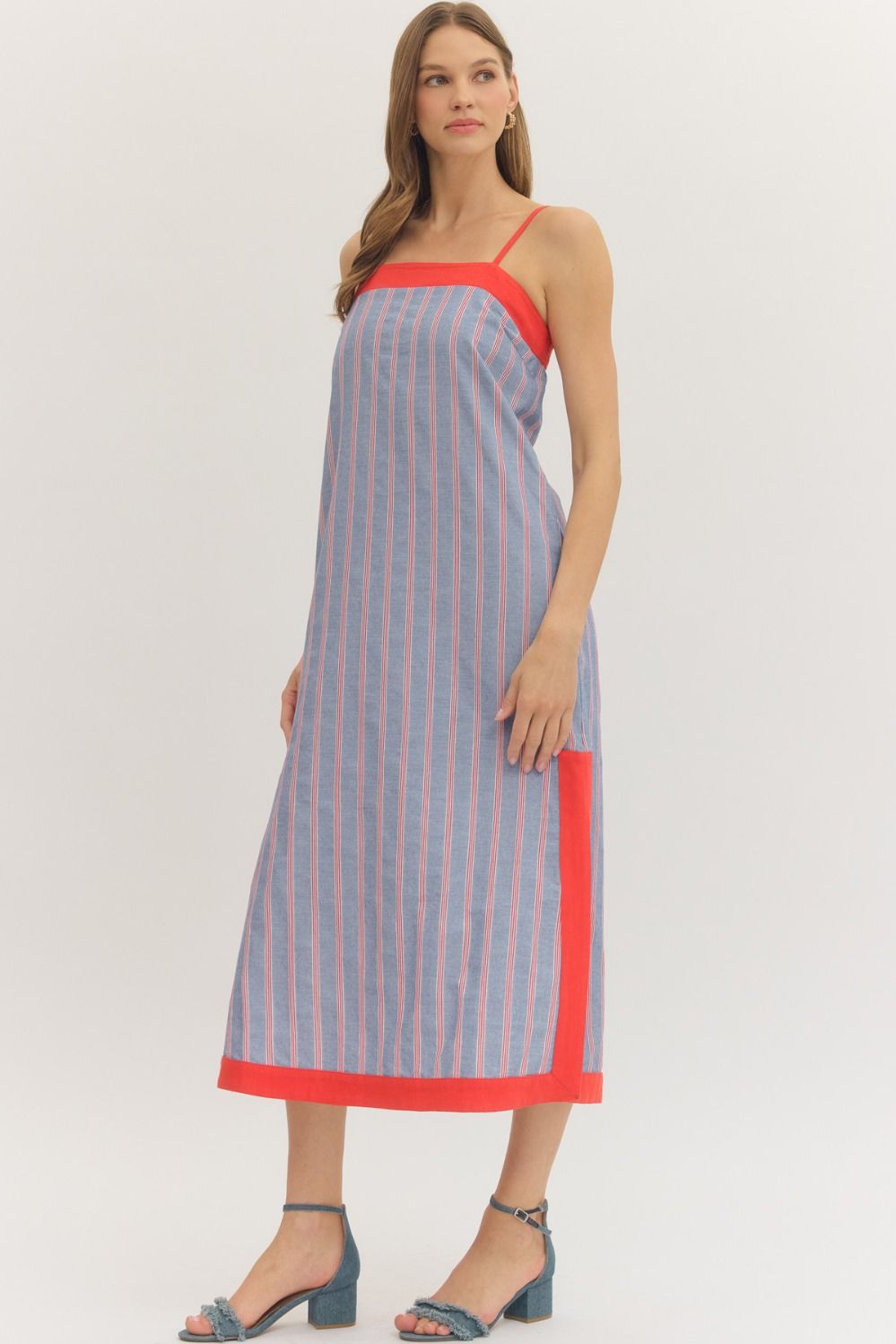 Chambray and Red Stripe Dress