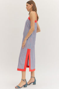 Chambray and Red Stripe Dress