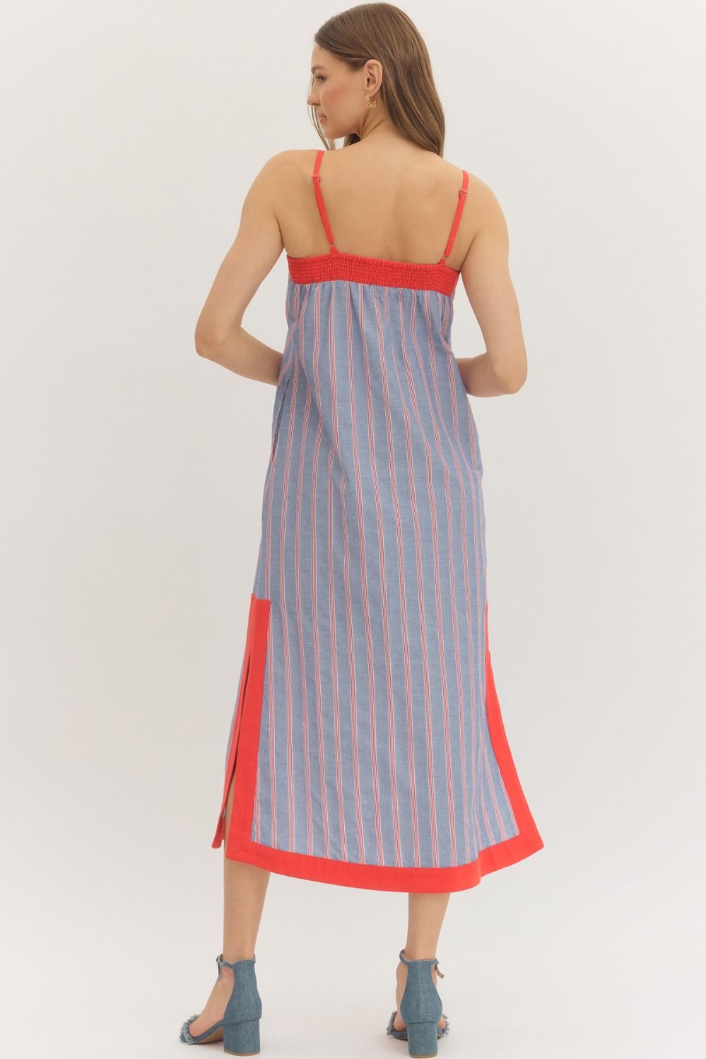 Chambray and Red Stripe Dress