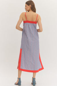 Chambray and Red Stripe Dress