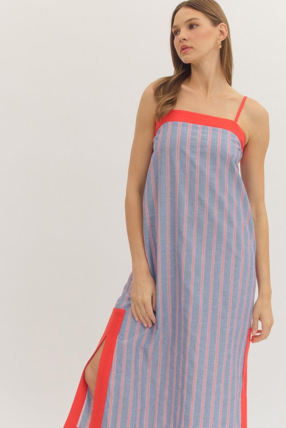 Chambray and Red Stripe Dress