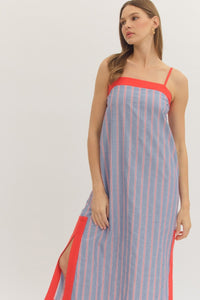 Chambray and Red Stripe Dress