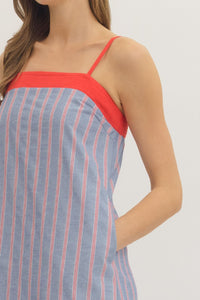 Chambray and Red Stripe Dress