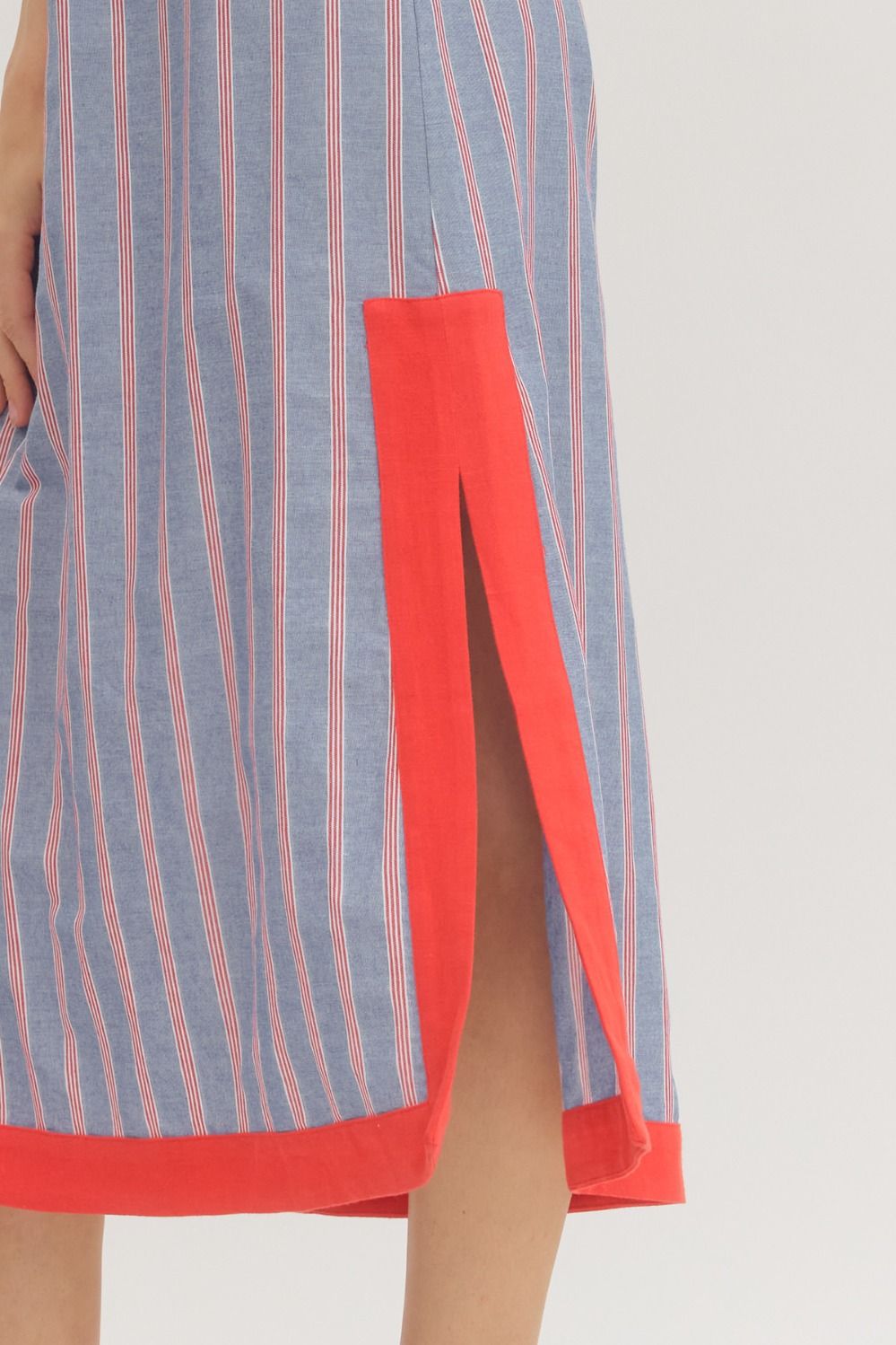 Chambray and Red Stripe Dress