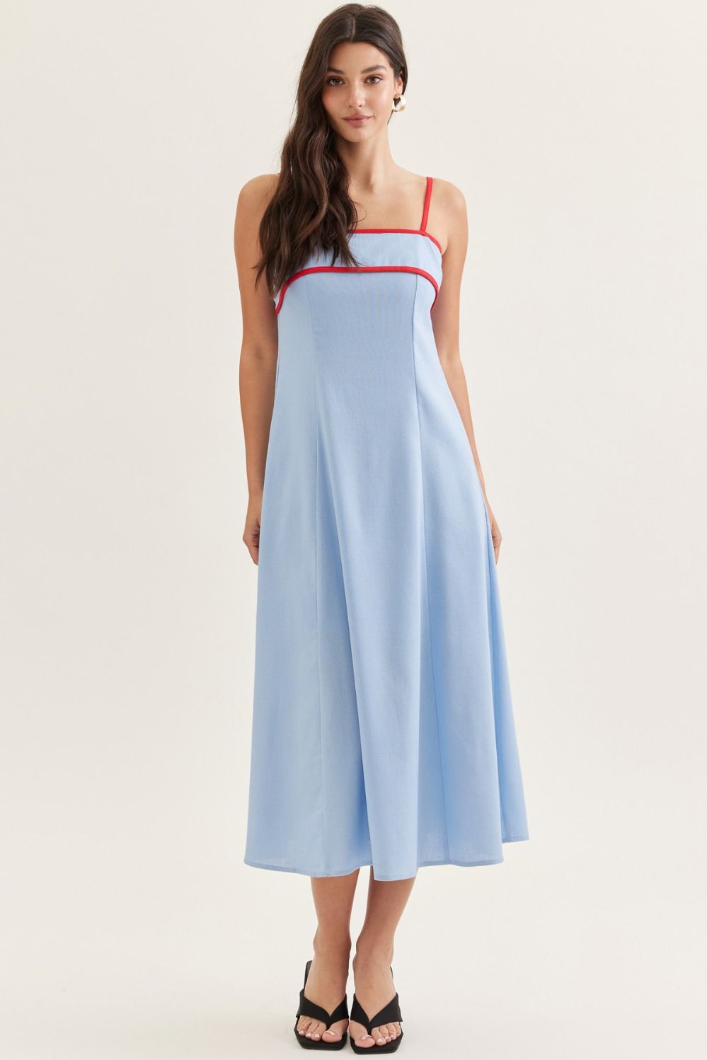 Blue Sleeveless Midi Dress