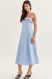 Blue Sleeveless Midi Dress