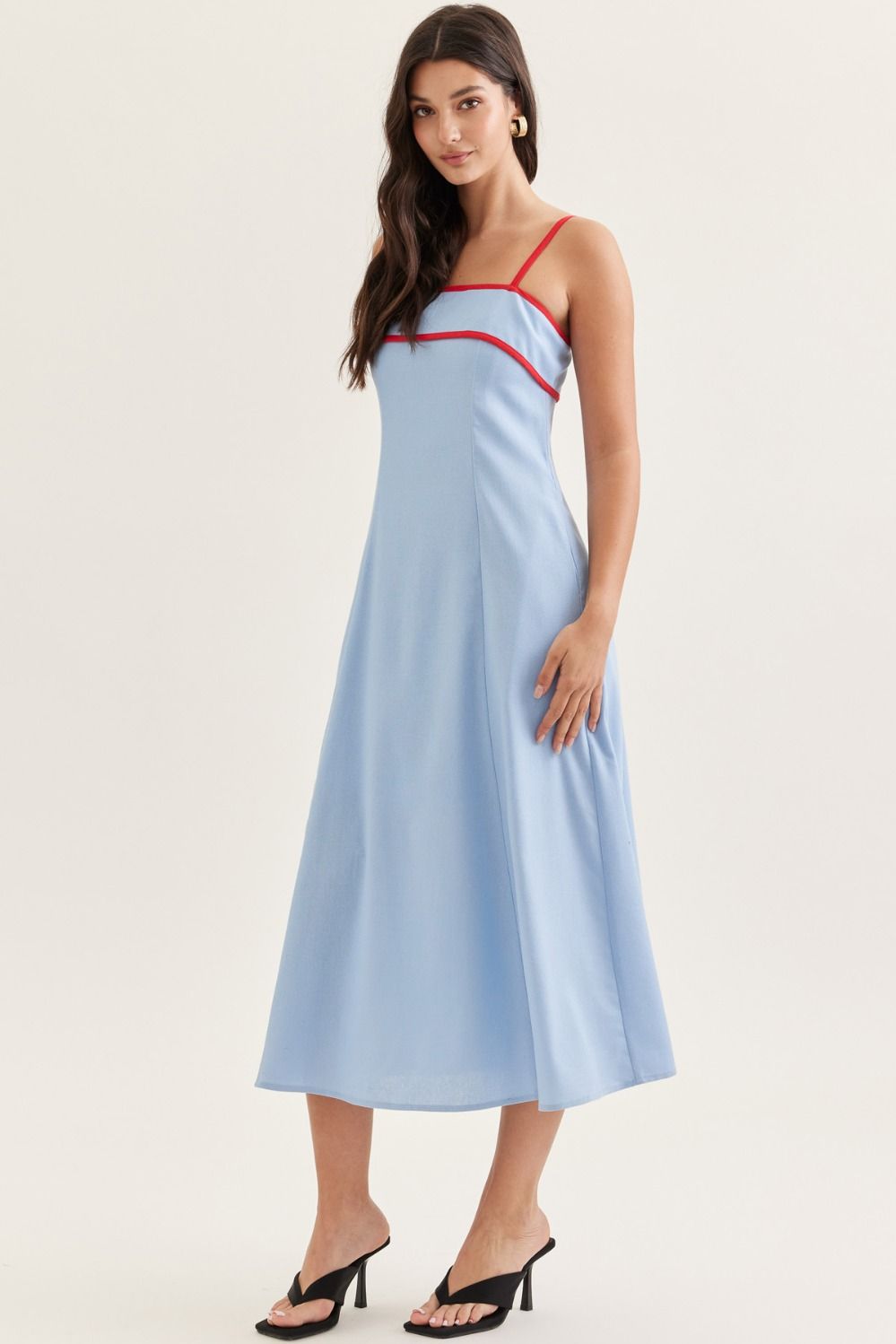 Blue Sleeveless Midi Dress