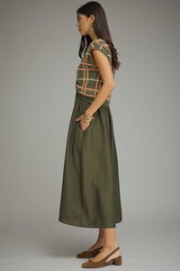 Olive Maxi w/ Removable Plaid Knit Pullover