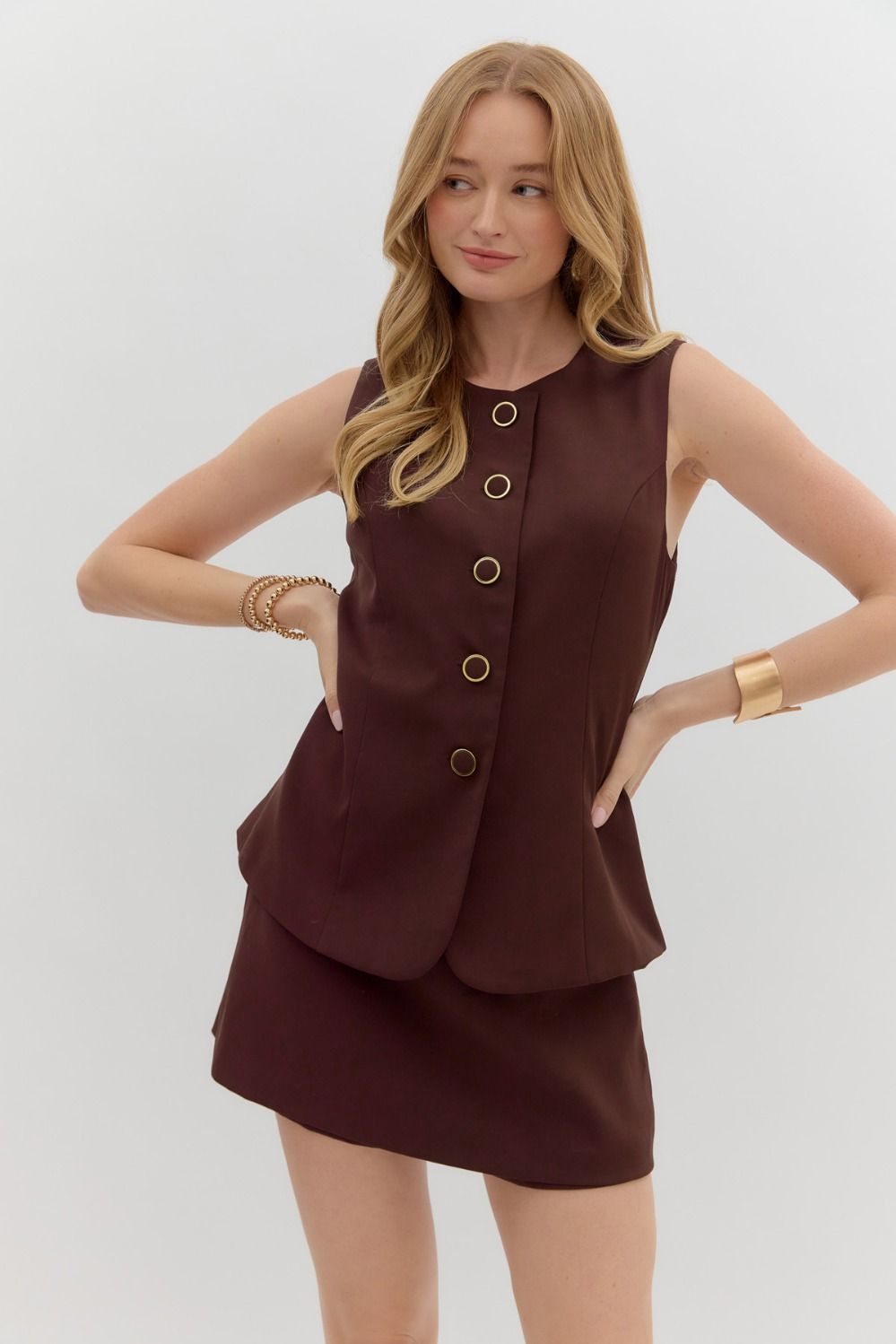 Chocolate Vest and Skirt Set