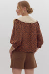 Camel Leopard Top w/ Collar (1 MEDIUM)