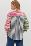 Multi Color Stripe Button Down Shirt (1 LARGE)