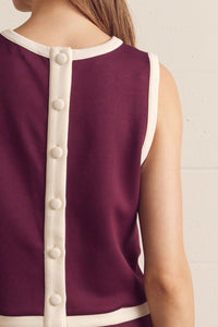 Burgundy Sleeveless Skirt Set