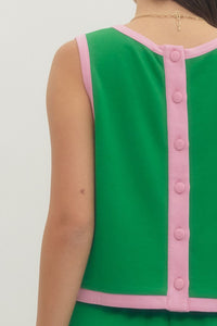 Green Sleeveless Skirt Set