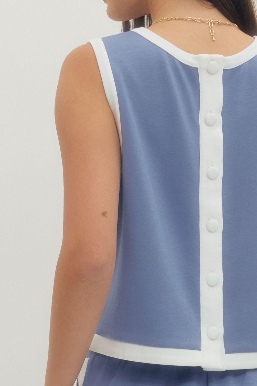 Chambray Sleeveless Skirt Set