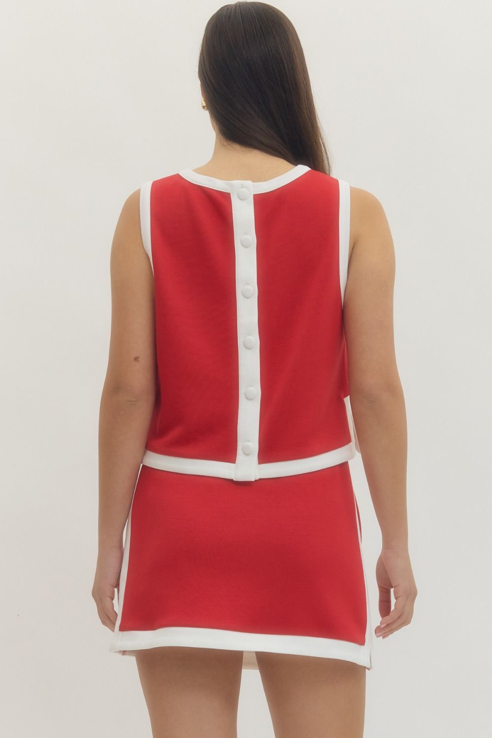 Red Sleeveless Skirt Set