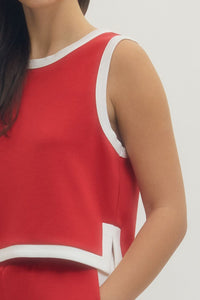 Red Sleeveless Skirt Set