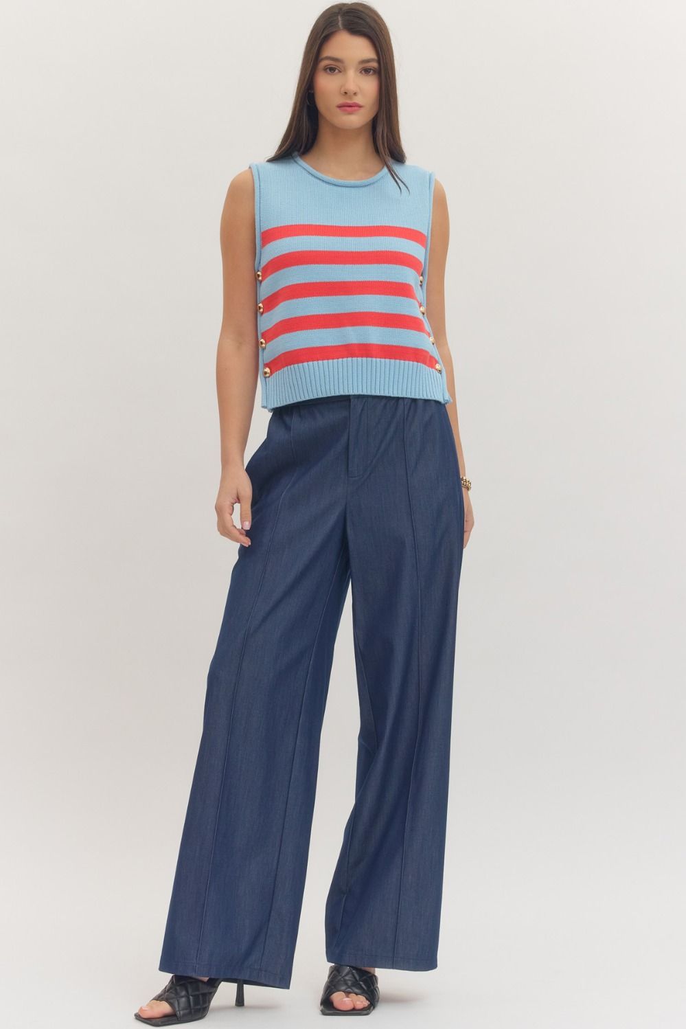 Red Striped Sleeveless Knit Top (1 LARGE)