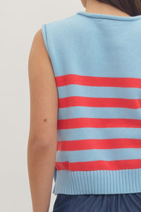 Red Striped Sleeveless Knit Top (1 LARGE)
