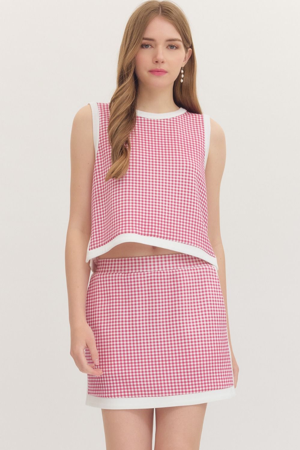 Pink Gingham Sleeveless Top (TOP ONLY)