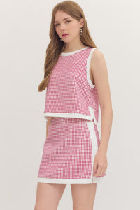 Pink Gingham Sleeveless Top (TOP ONLY)