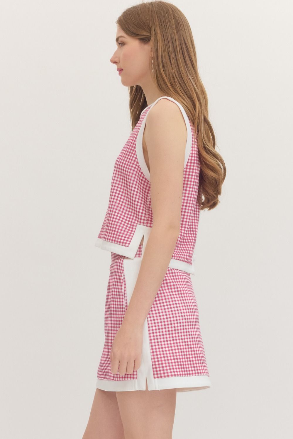 Pink Gingham Sleeveless Top (TOP ONLY)