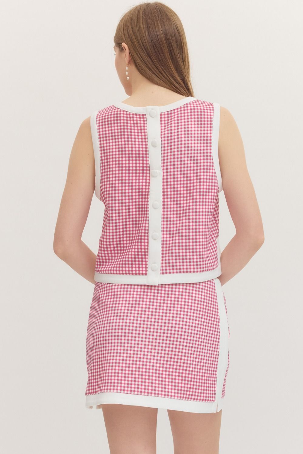 Pink Gingham Sleeveless Top (TOP ONLY)