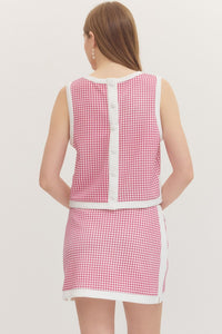 Pink Gingham Sleeveless Top (TOP ONLY)