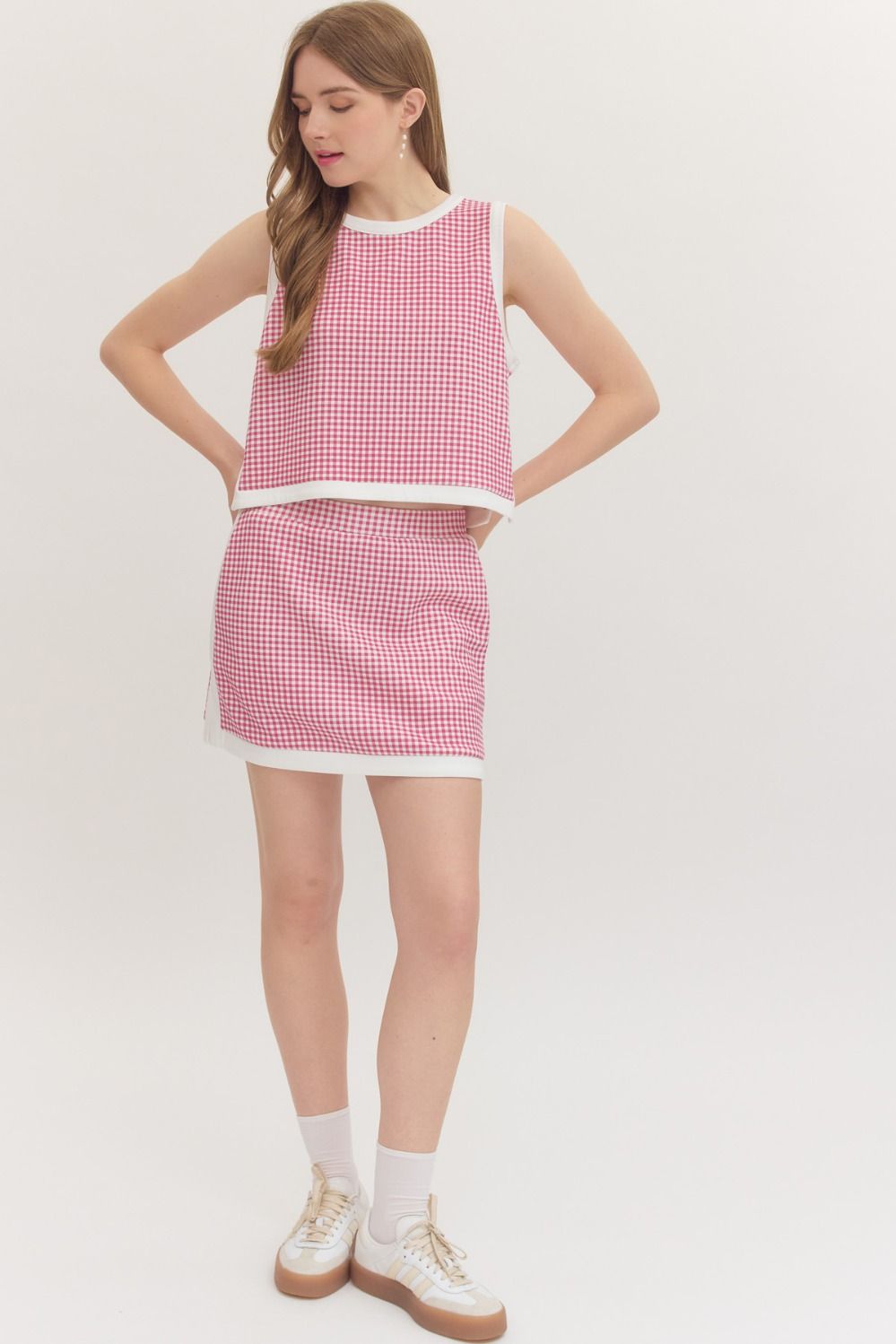 Pink Gingham Sleeveless Top (TOP ONLY)